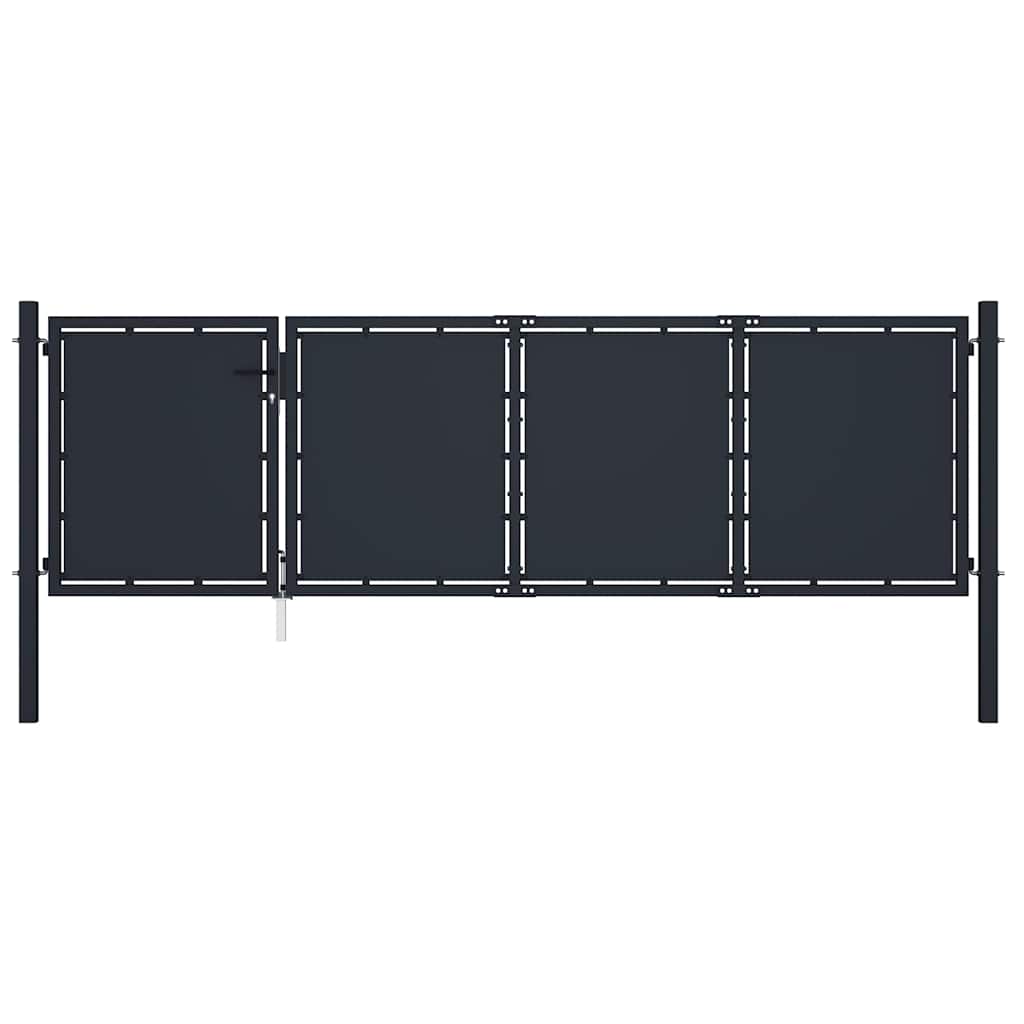 Gartentor aus Stahl 350 x 75 cm Anthrazit