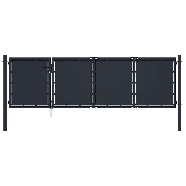 Gartentor aus Stahl 350 x 75 cm Anthrazit