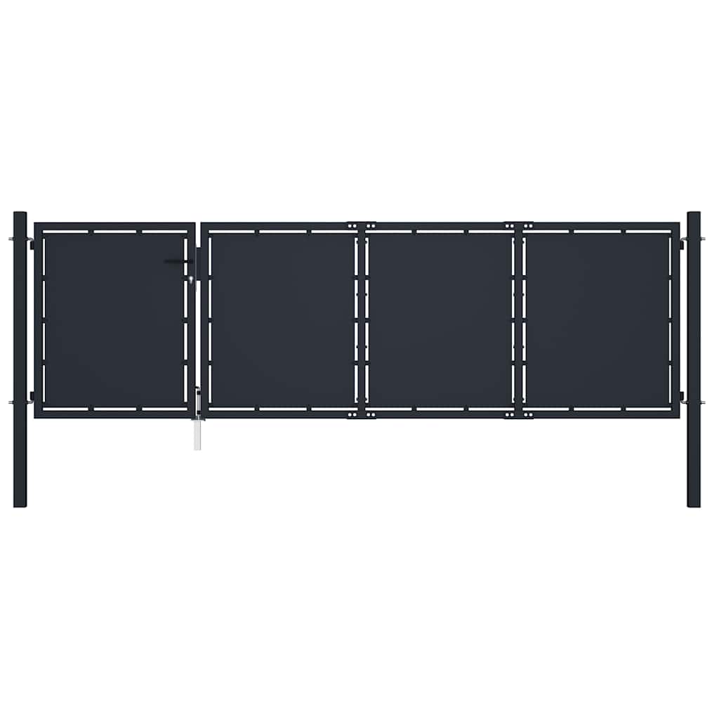 Gartentor aus Stahl 350 x 100 cm Anthrazit