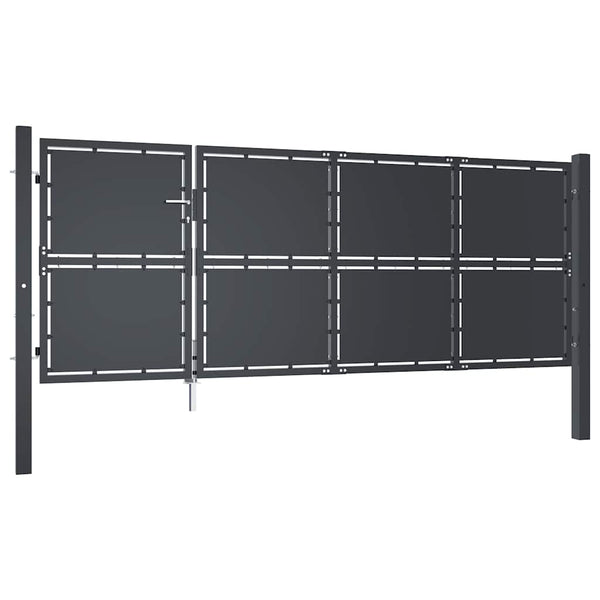 Gartentor aus Stahl 350 x 125 cm Anthrazit