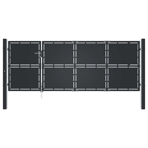Gartentor aus Stahl 350 x 125 cm Anthrazit
