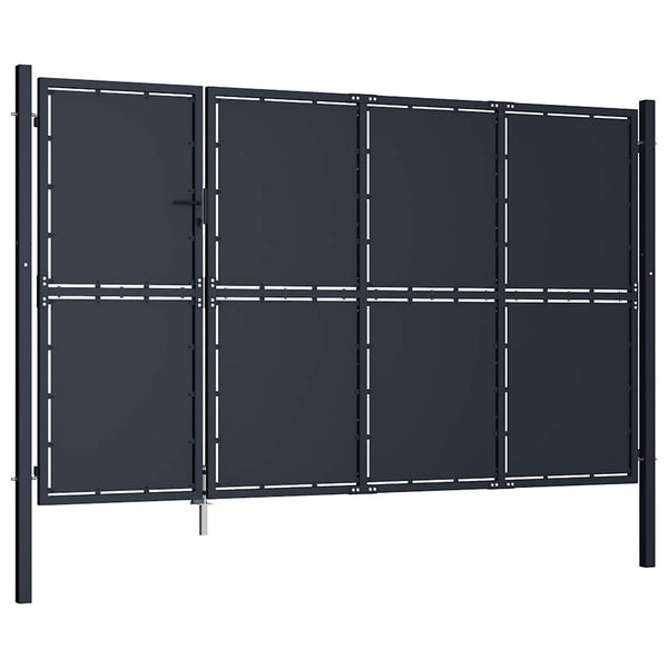 Gartentor aus Stahl 350 x 175 cm Anthrazit