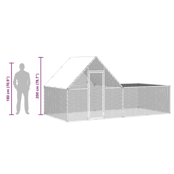 Hühnerstall 4x2x2 m Verzinkter Stahl