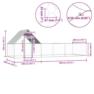 Hühnerstall 6x2x2 m Verzinkter Stahl