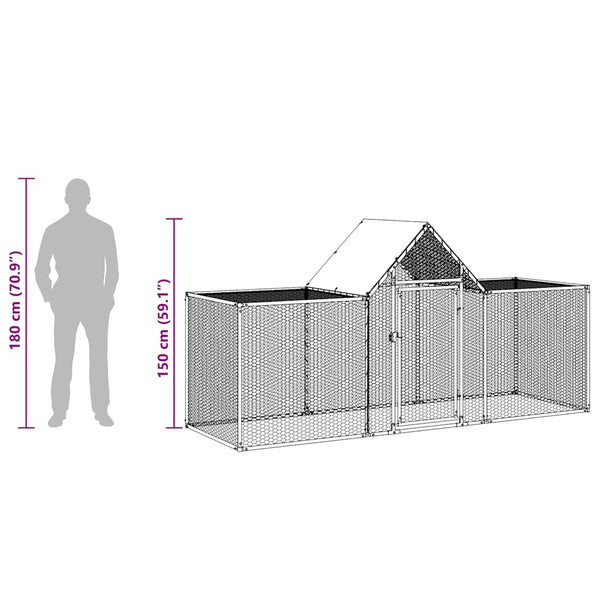 Hühnerstall 3x1x1,5 m Verzinkter Stahl
