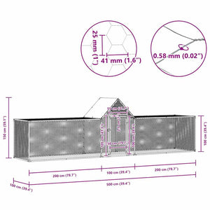 Hühnerstall 5x1x1,5 m Verzinkter Stahl