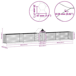 Hühnerstall 9x1x1,5 m Verzinkter Stahl