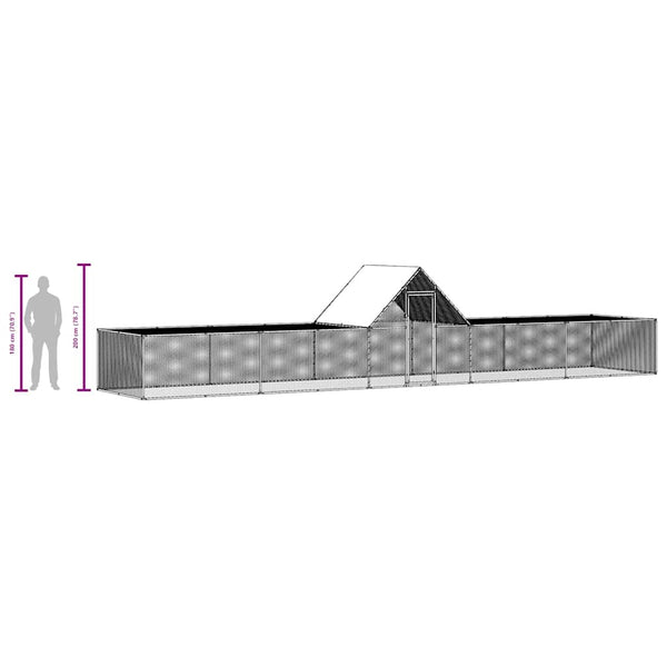 Hühnerstall 10x2x2 m Verzinkter Stahl