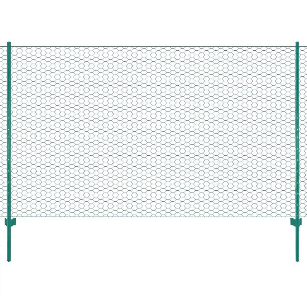 Maschendrahtzaun mit Pfosten Stahl 25 x 2 m Grün