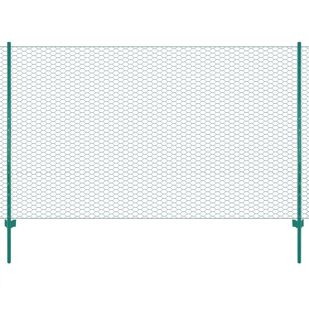 Maschendrahtzaun mit Pfosten Stahl 25 x 2 m Grün