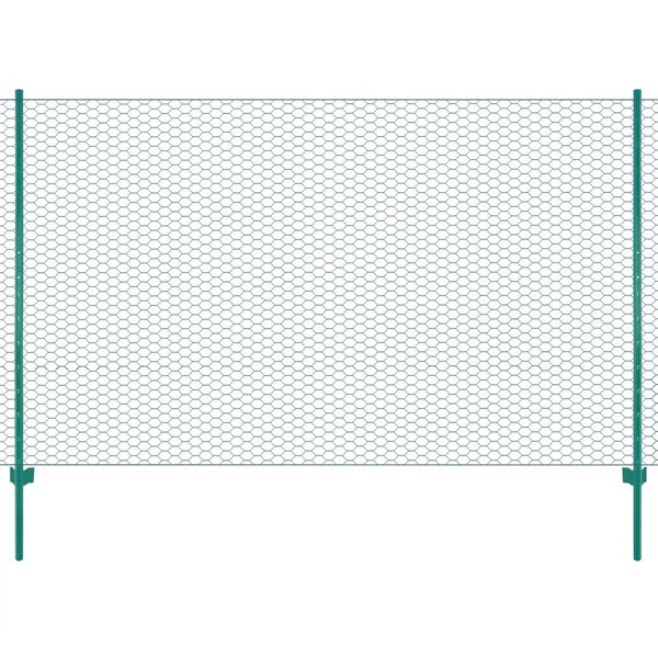 Maschendrahtzaun mit Pfosten Stahl 25 x 2 m Grün