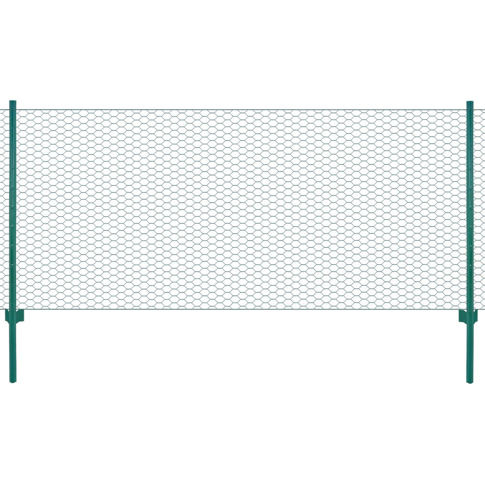 Maschendrahtzaun mit Pfosten Stahl 25 x 1 m Grün