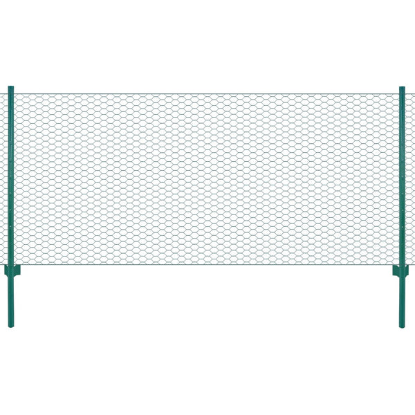 Maschendrahtzaun mit Pfosten Stahl 25 x 1 m Grün