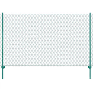 Maschendrahtzaun mit Pfosten Stahl 25 x 1,5 m Grün