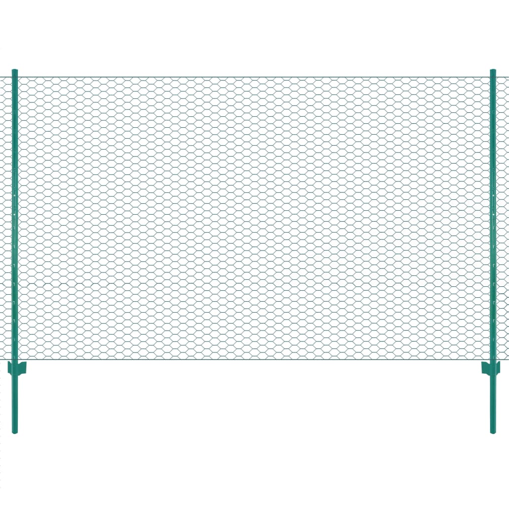 Maschendrahtzaun mit Pfosten Stahl 25 x 1,5 m Grün