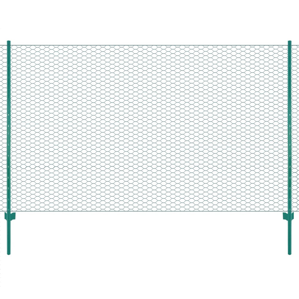 Maschendrahtzaun mit Pfosten Stahl 25 x 2 m Grün