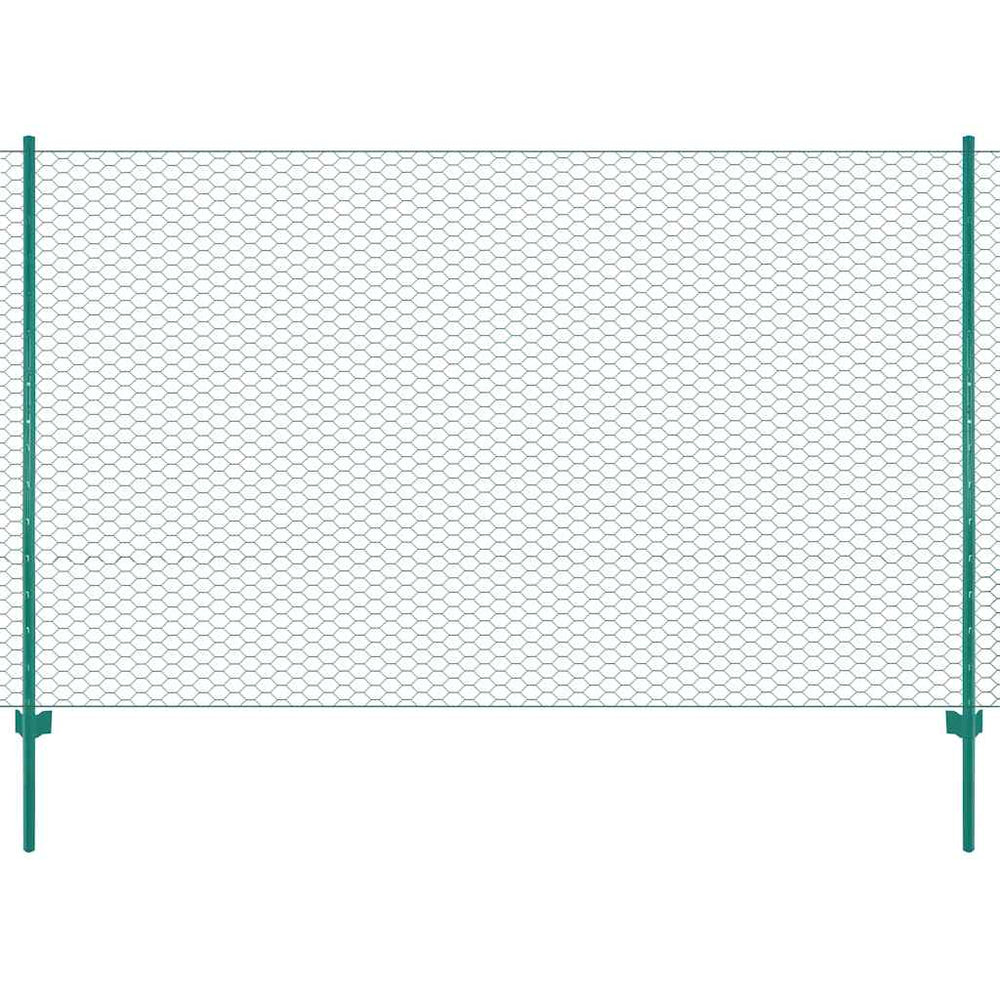 Maschendrahtzaun mit Pfosten Stahl 25 x 1,5 m Grün