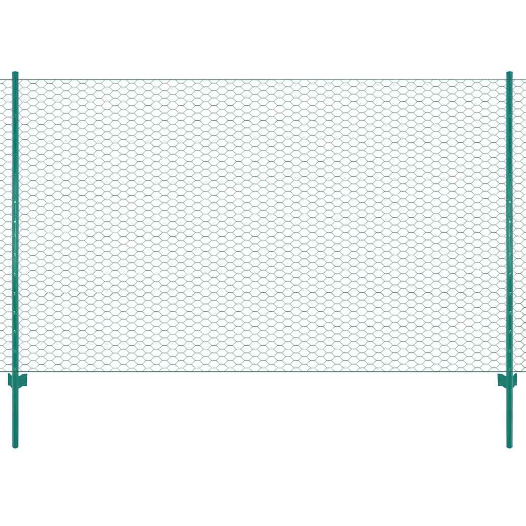 Maschendrahtzaun mit Pfosten Stahl 25 x 1,5 m Grün