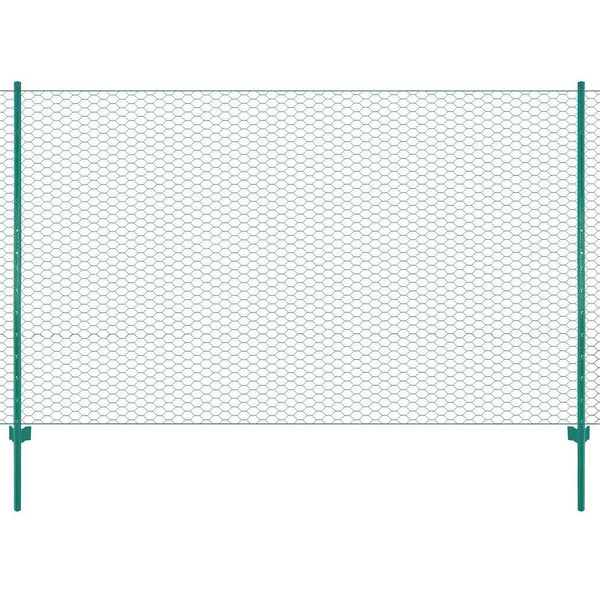Maschendrahtzaun mit Pfosten Stahl 25 x 1,5 m Grün