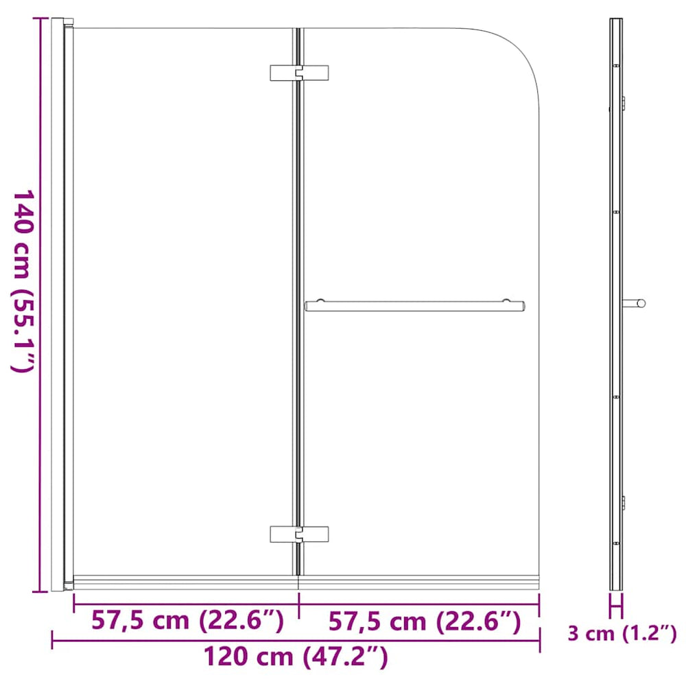 vidaXL Cabine de douche pliable 2 panneaux ESG 120 x 140 cm