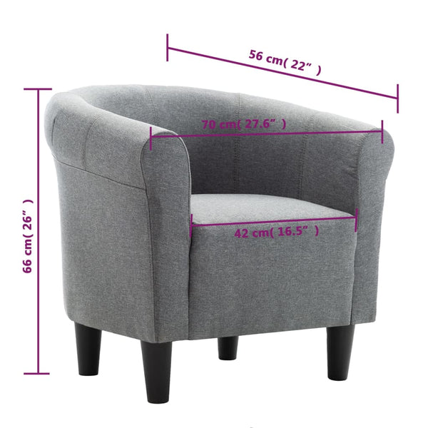vidaXL Fauteuil Gris Clair Tissu