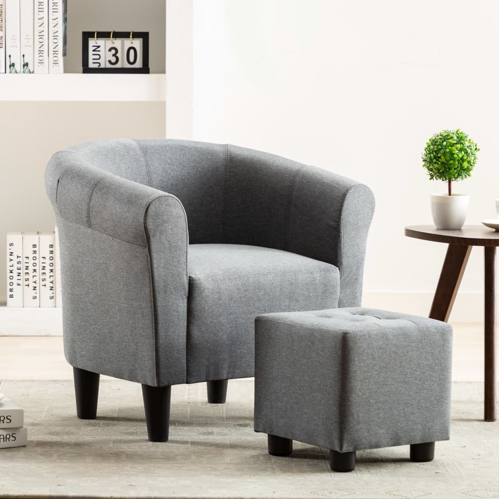 vidaXL Fauteuil Gris Clair Tissu