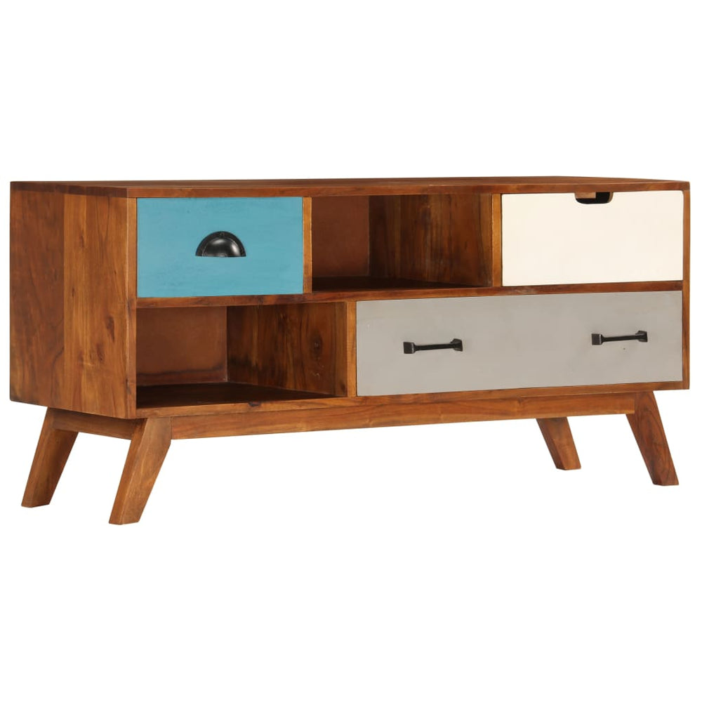 Meuble TV vidaXL avec 3 tiroirs 110x35x50 cm Bois d'acacia massif