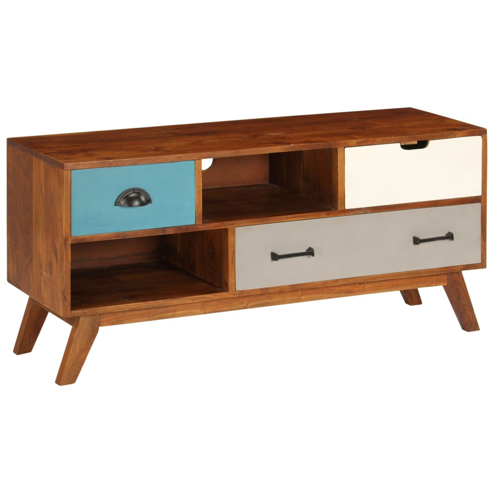 Meuble TV vidaXL avec 3 tiroirs 110x35x50 cm Bois d'acacia massif