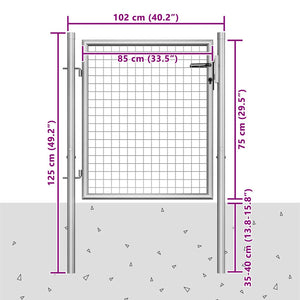 Gartentor verzinkter Stahl 100 x 75 cm Silber