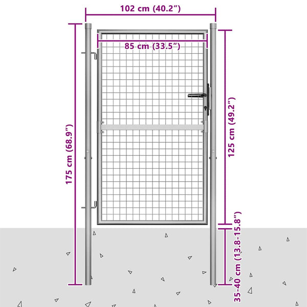 Gartentor verzinkter Stahl 100 x 125 cm Silber
