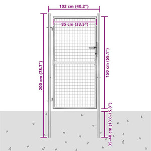 Gartentor verzinkter Stahl 100 x 150 cm Silber