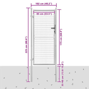 Gartentor verzinkter Stahl 100 x 175 cm Silber