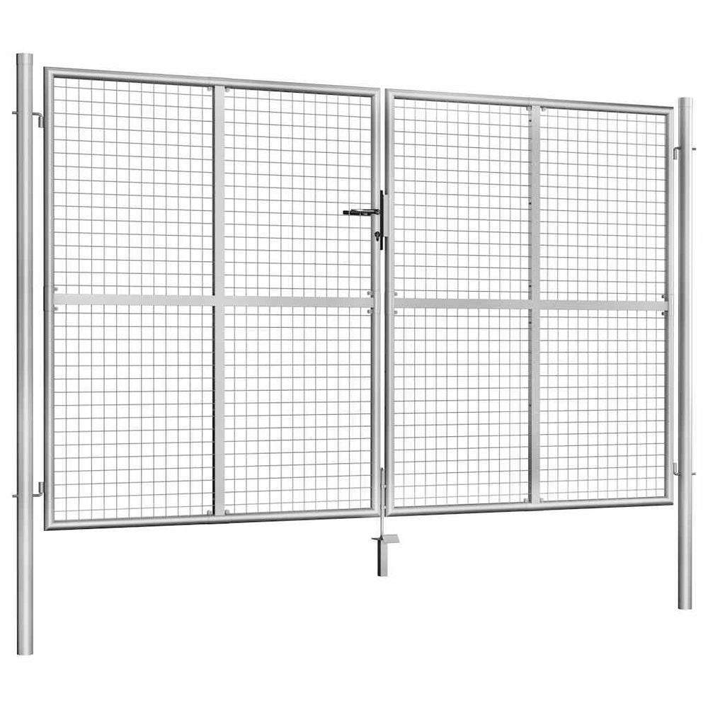 vidaXL Garden Gate Galvanized Steel 306 x 200 cm Silver