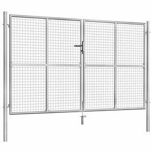 Gartentor Verzinkter Stahl 306 x 200 cm Silbern
