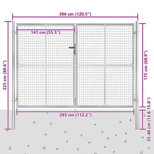 Gartentor verzinkter Stahl 300 x 175 cm Silber