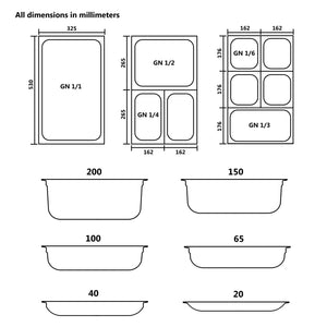 Gastronormbehälter GN 1/1 Edelstahl, 4er-Set
