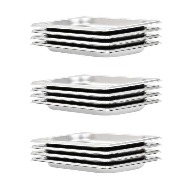 GN 1/4 Edelstahl Gastronormbehälter, 12er-Set
