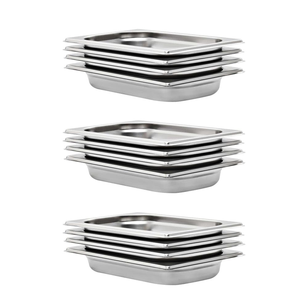 vidaXL Gastronorm Containers 12 pcs. GN 1/4 40 mm Stainless Steel