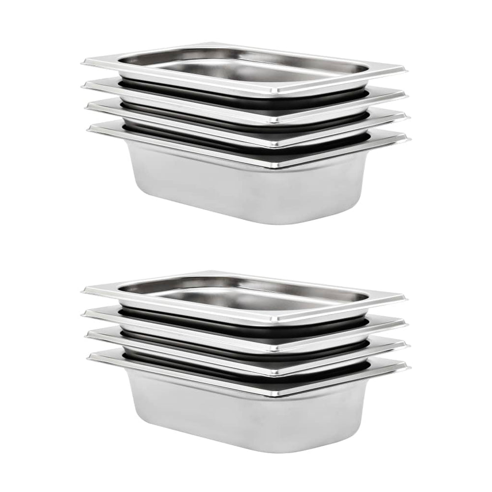 GN 1/4 Edelstahl Gastronormbehälter, 8er-Set