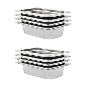 GN 1/4 Edelstahl Gastronormbehälter, 8er-Set