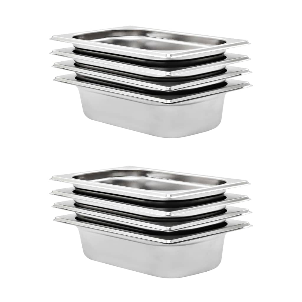 GN 1/4 Edelstahl Gastronormbehälter, 8er-Set
