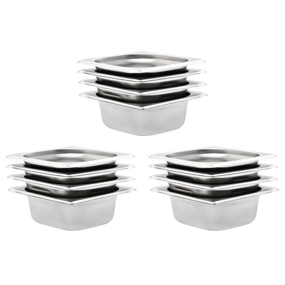 Gastronormbehälter GN 1/6 Edelstahl, 12er-Set
