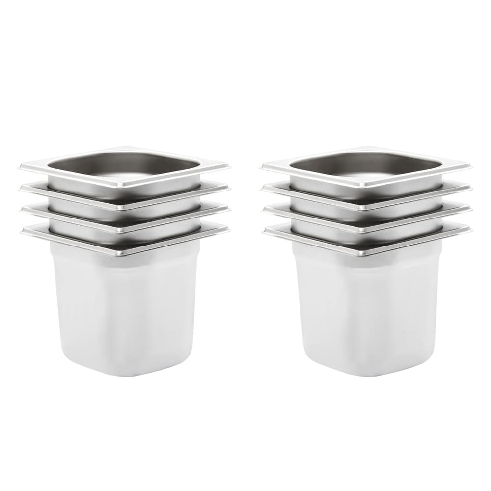 GN 1/6 Gastronormbehälter, 8er Set, Edelstahl