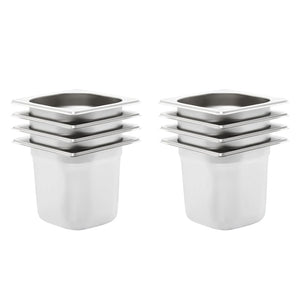 GN 1/6 Gastronormbehälter, 8er Set, Edelstahl