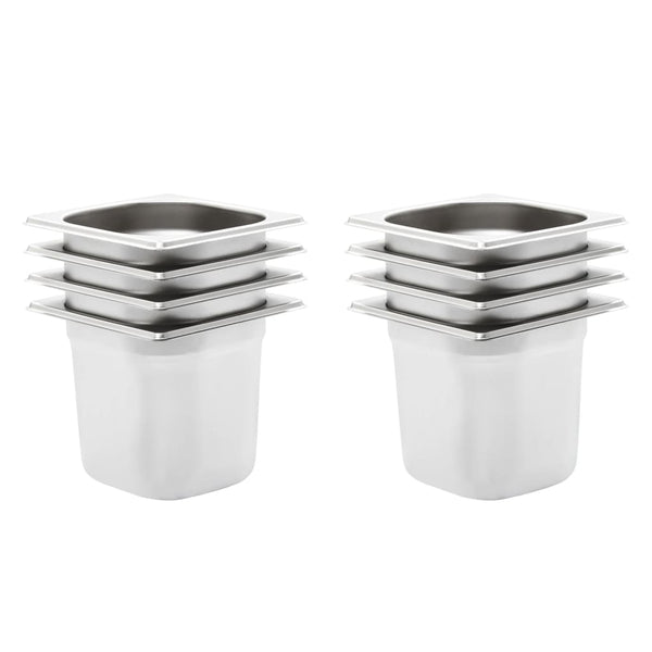 GN 1/6 Gastronormbehälter, 8er Set, Edelstahl
