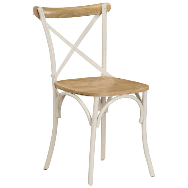 Kreuzstühle 2 Stk. Weiß Massivholz Mango