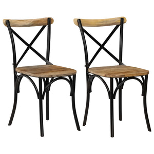 vidaXL Chaises croisées 2 pcs Noir Bois de manguier massif