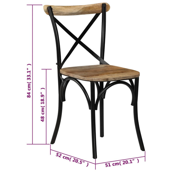 vidaXL Chaises croisées 2 pcs Noir Bois de manguier massif