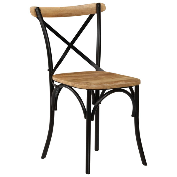 vidaXL Chaises croisées 2 pcs Noir Bois de manguier massif