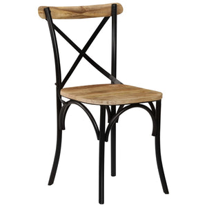 vidaXL Chaises croisées 2 pcs Noir Bois de manguier massif